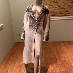 Yoshi Yoshi Long Graphic Cardigan Sweater With Shawl Collar Size XL